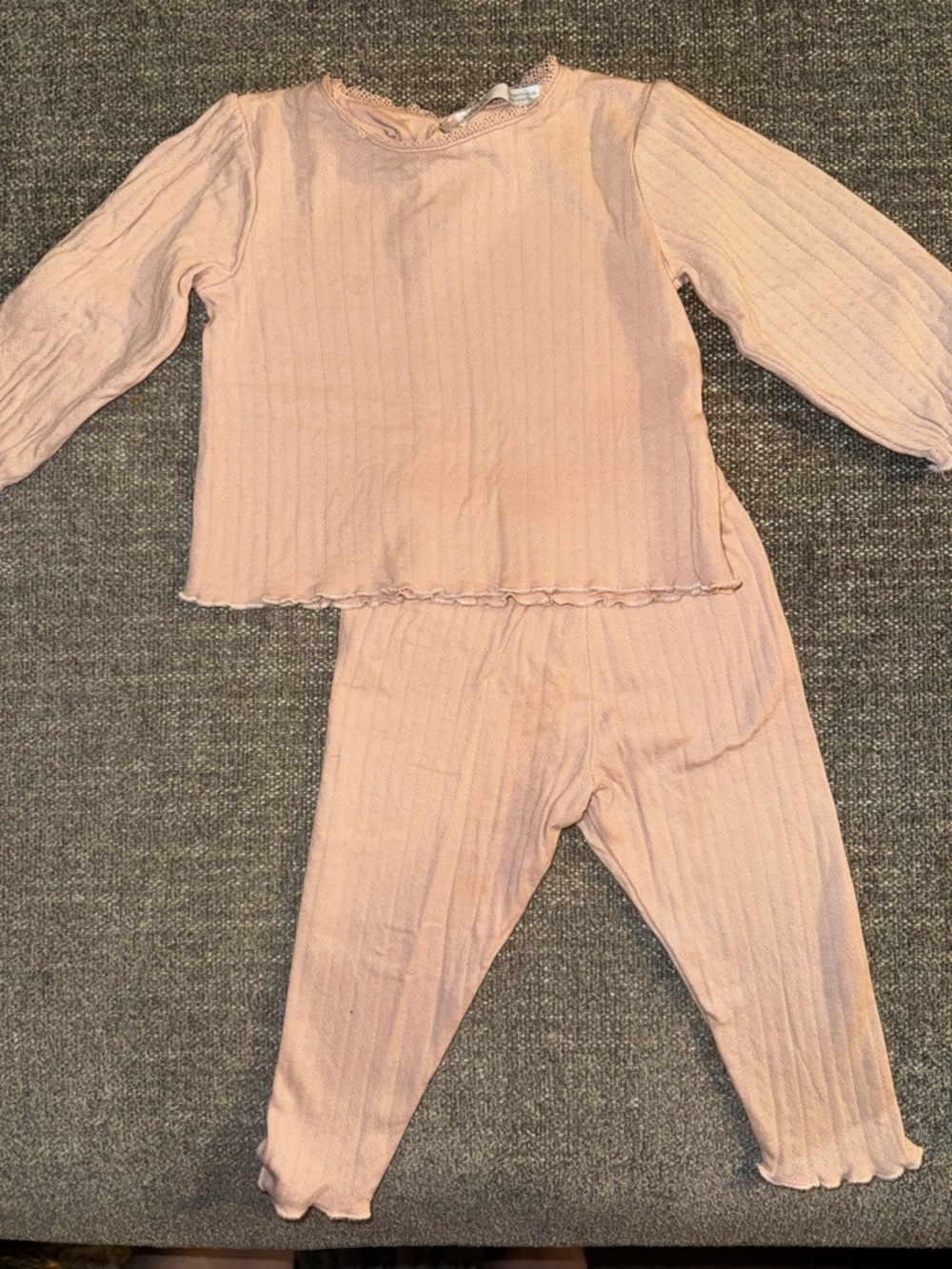 Zara Pale Pink Ribbed Two-Piece Set